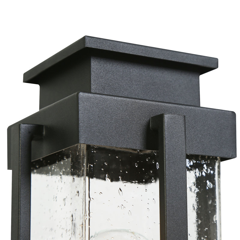 Modern 1-Light Black Metal Outdoor Weather Resistant Pier Mount Light Post Lantern