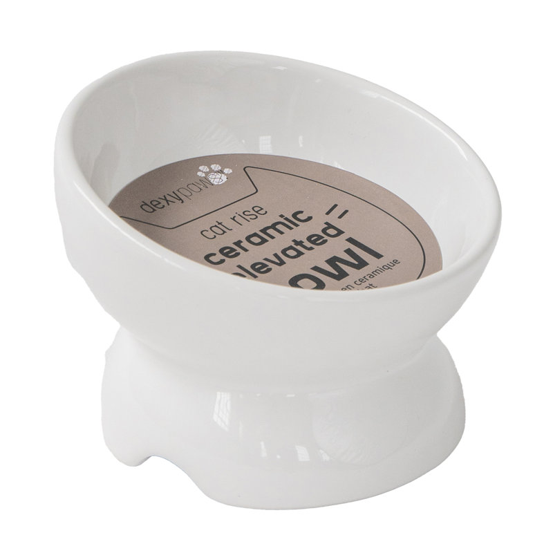 Dexypaws: bol en céramique surélevé pour chats - rosé cendré - capacité de 7 oz, plat élégant pour animaux de compagnie, lavable au lave-vaisselle, nourriture et eau, hauteur ergonomique