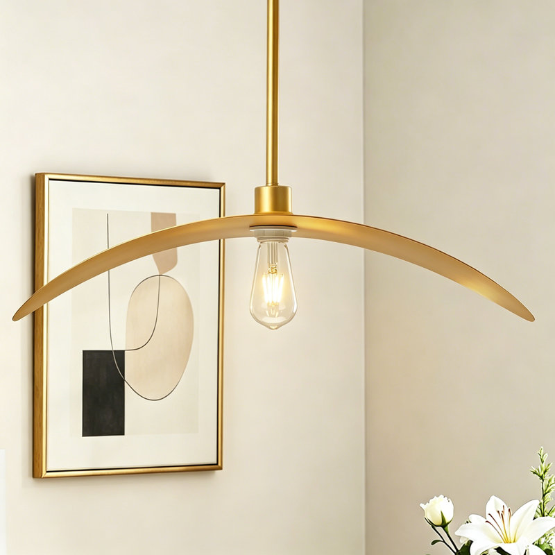 23.62" Modern Gold Pendant Light with Interchangeable Dual Shades, Adjustable Hanging Light for Kitchen Island, Dining Room & Bedroom