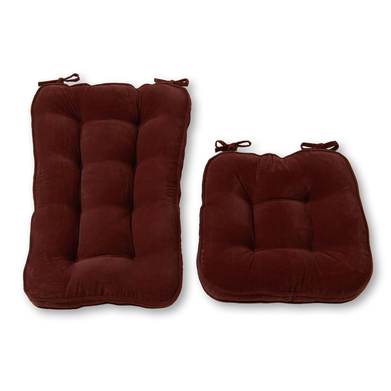 Ensemble de coussins de chaise berçante réversible en microfibre, L 28 po x P 18 po, Bourgogne