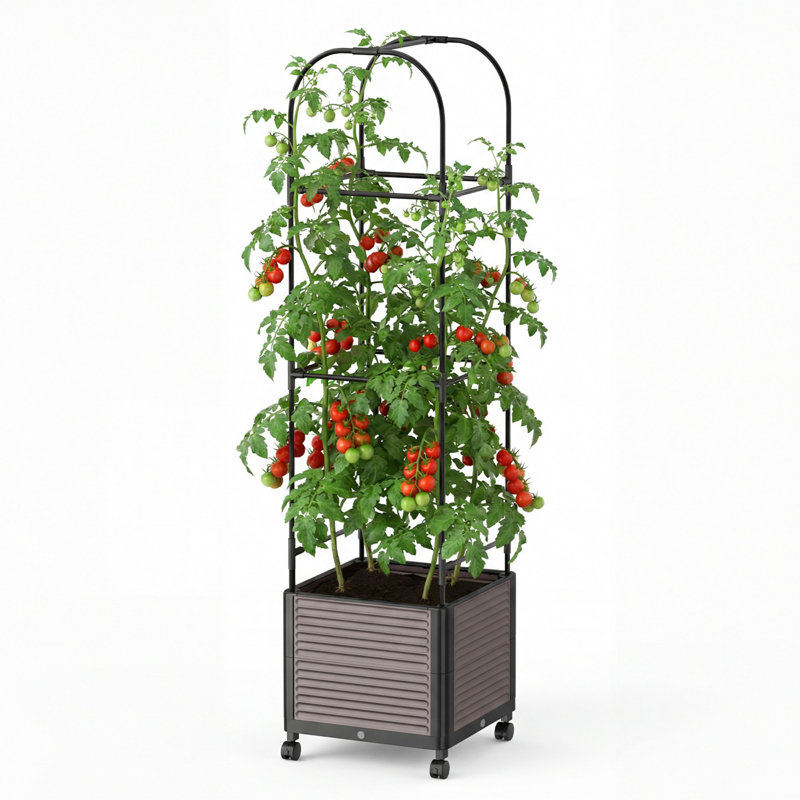 Boîte à fleurs surélevée avec roulettes Carlinda