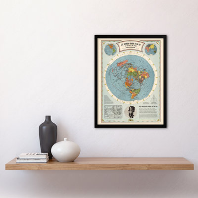 American School Of The Air World Map Radio - Single Picture Frame Print