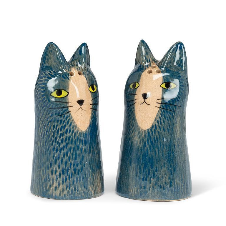 Salière et poivrière bleu et brun clair, Blue-Tan