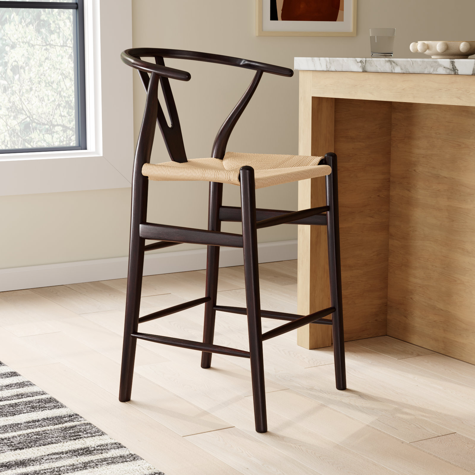 Fairbanks Bar and Counter Stool, Counter Stool (26" Seat Height), Walnut, Natural
