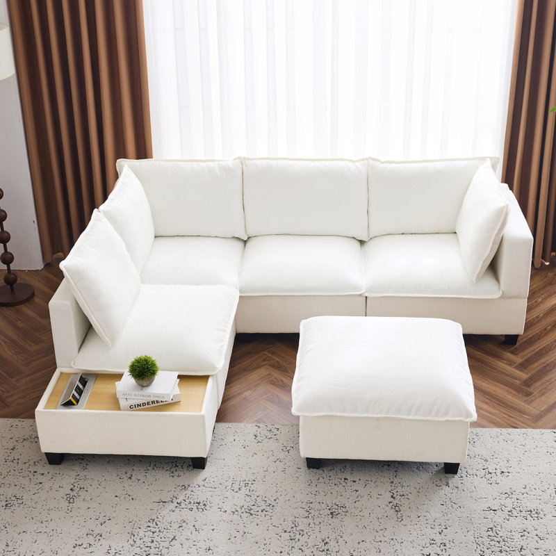 Canapé modulaire en forme de U de 90 po avec canapé repose-pieds