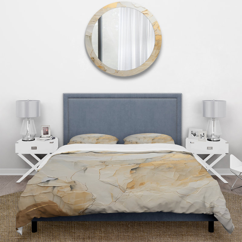 Ensemble de housse de couette beige et doré Glacier Stone Simplicity II - Abstract Shapes