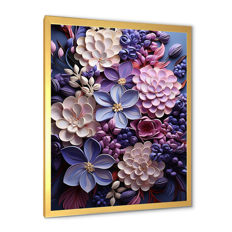 Serenity Lilac Magic, reproduction d'art sur toile encadrée, Cadre doré simple, H 44 po x l 34 po x P 1,5 po