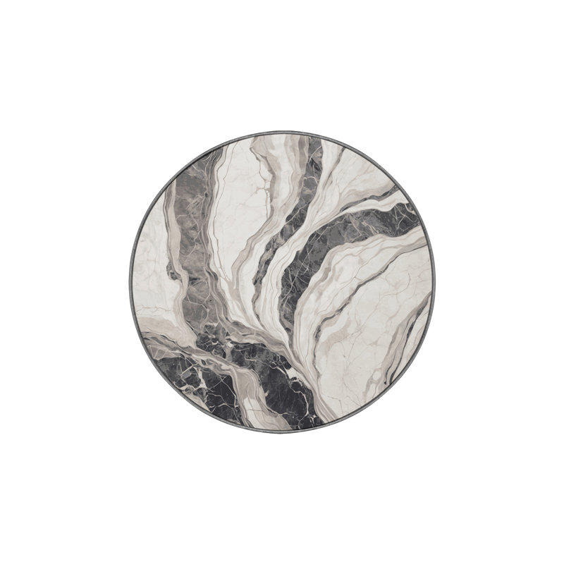 Tapis gris lavable à la machine, Rond 7 pi