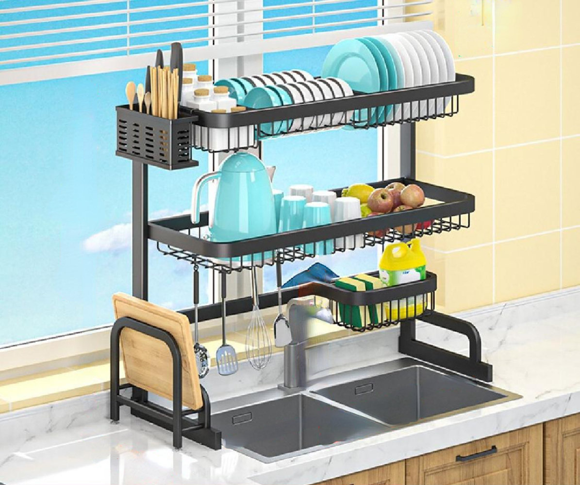 Stainless Steel Double-Layer Drain Rack Kitchen Storage Rack Sink Rack JOYDING