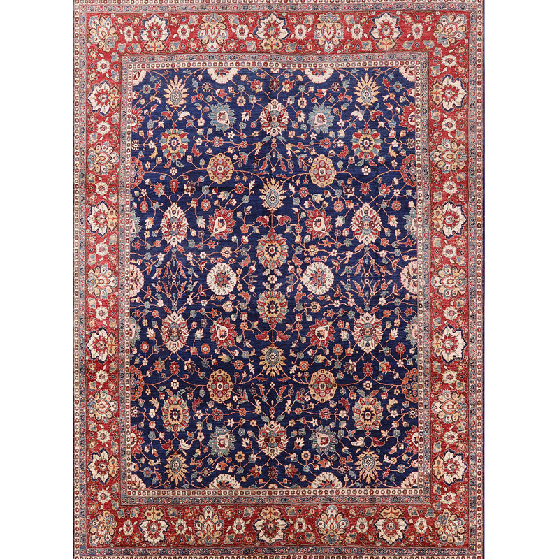 Tapis oriental rouge / bleu / beige Ardzruni, Rectangle 7 pi x 9 pi