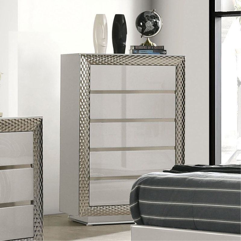 Meuble de chambre de style glam 1pc, Gris