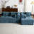 101.2" Modular Living Room , Blue. Deep Seating Enjoyment. Full Foam Build. Enchanting Curved . 3 Square & 2 Bolster Pillows. Back, American Beauty Blue Sectional For Room. Design Flexible-786780723