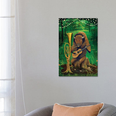 One Man Bison Band - Wrapped Canvas Painting