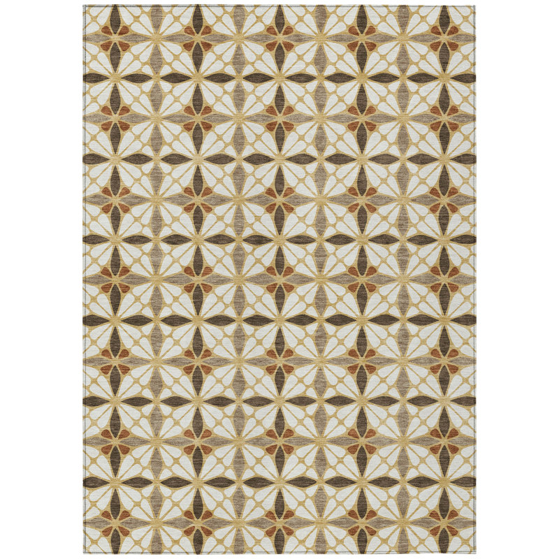 Machine Washable Indoor/Outdoor Chantille ACN2469 Geometric Rug, Gold, 2'6" x 3'10"