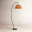 Lampadaire arqué en rotin de 175 cm avec télécommande