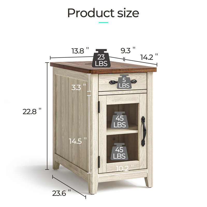 Ensemble de 2 tables de bout et station de charge Callison, Brun / Gris clair