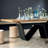Solid Wood Top Metal Base Dining Table-99685743-99685745