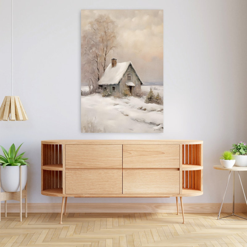 Paysage d'hiver abstrait givré, paysage contemporain, 48" H x 32" W