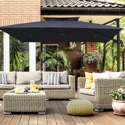 Deboah Outdoor Patio Cantilever Umbrella with Cover Swivel Double Top Square Umbrella