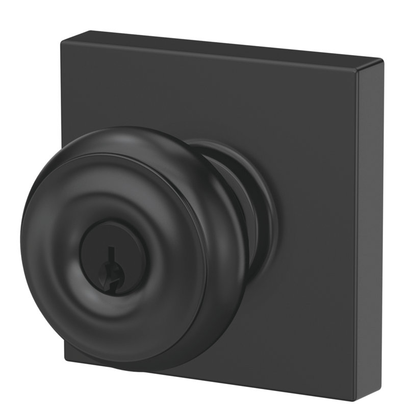 Georgian Keyed Entry Knob with Collins Trim, Yes, Matte Black, Keyed Alike