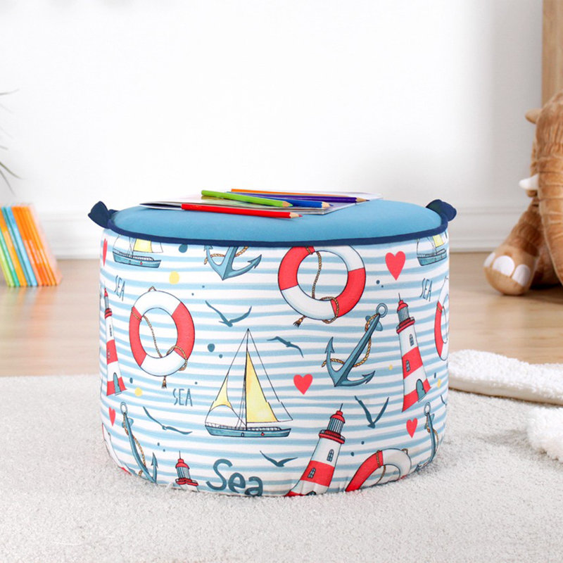 Kalf 17.3" Wide Round Footstool Ottoman