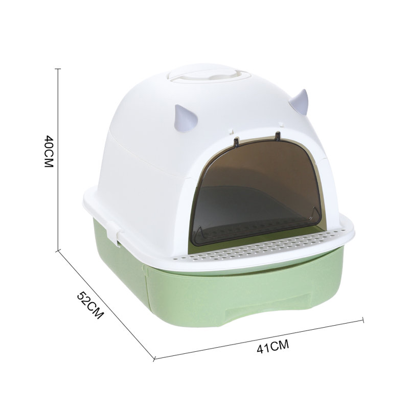 Little Devil Odor-Proof Fully Enclosed Extra-Large Folding Cat Litter Box, Green