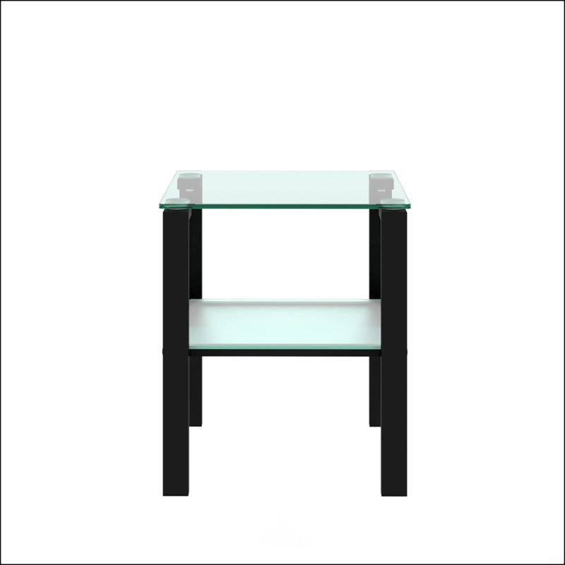 Set Of 2 Glass Two Layer Tea Table, Transparent/Black