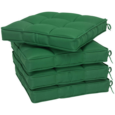 Outsunny Set of 4 Garden Seat Cushion with Ties 42 x 42cm Green