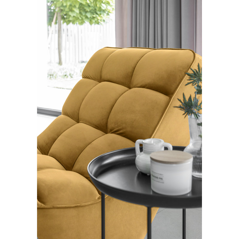 Mylee Upholstered Chaise Lounge, Yellow