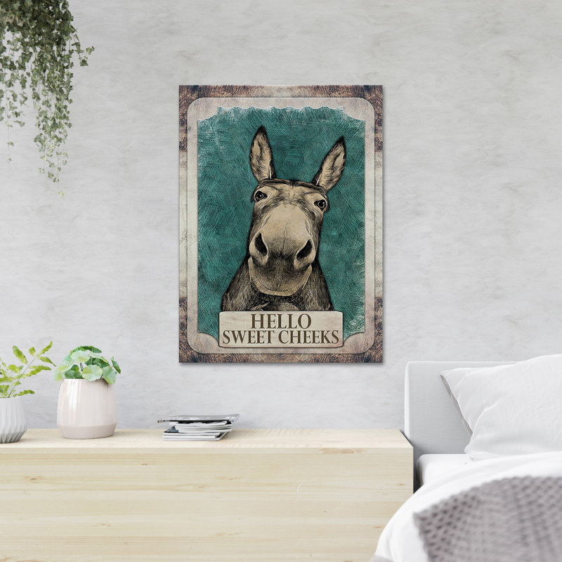 «Donkey Card - Hello Sweet Cheek», reproduction d'art graphique sur toile tendue, H 36 po x l 24 po x P 2 po
