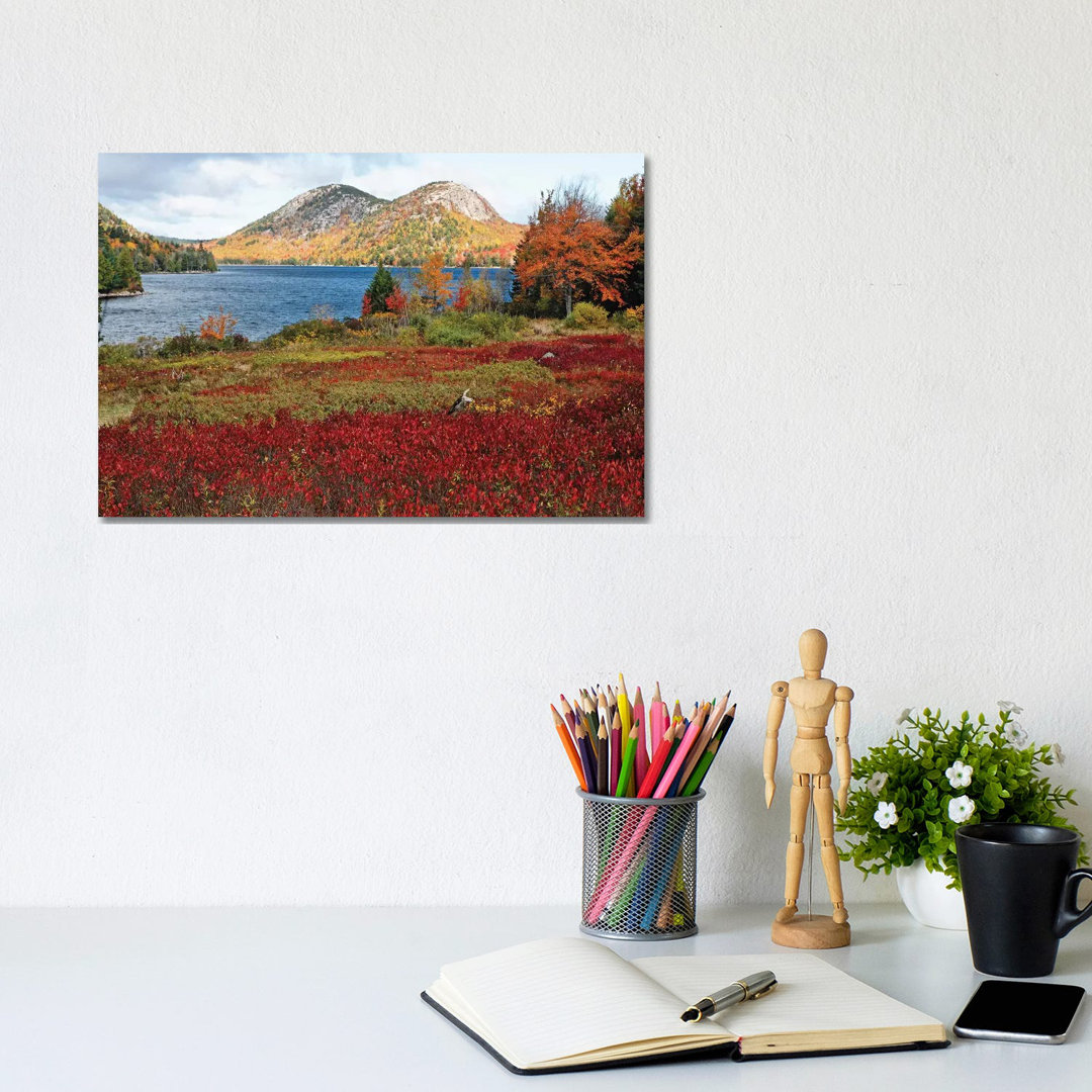 Jordan Pond And The Bubbles, Fall Scenic View, Acadia National Park, Maine by George Oze - Wrapped Canvas Print
