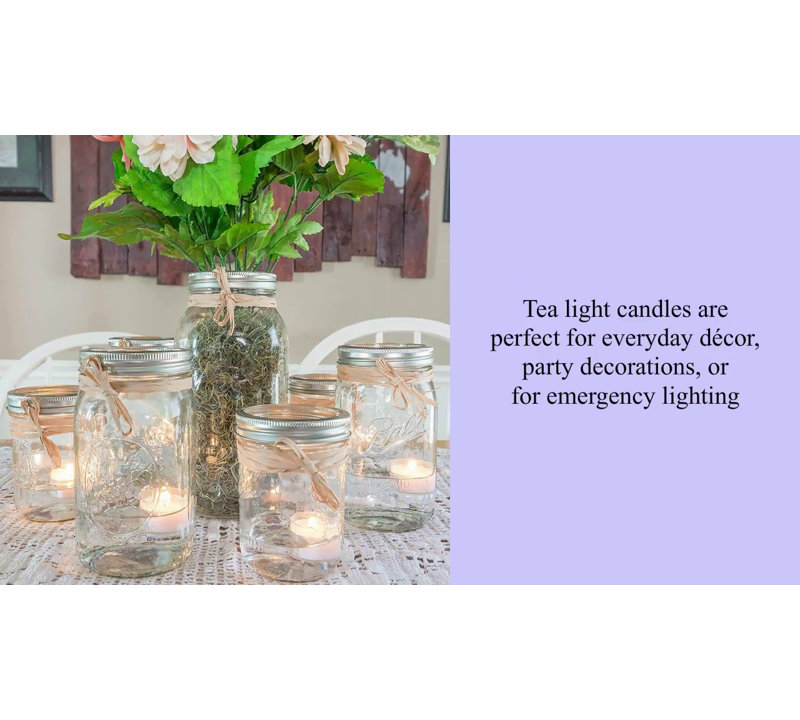 Sustainable Palm Wax White Tealight Candles, 96 Pack