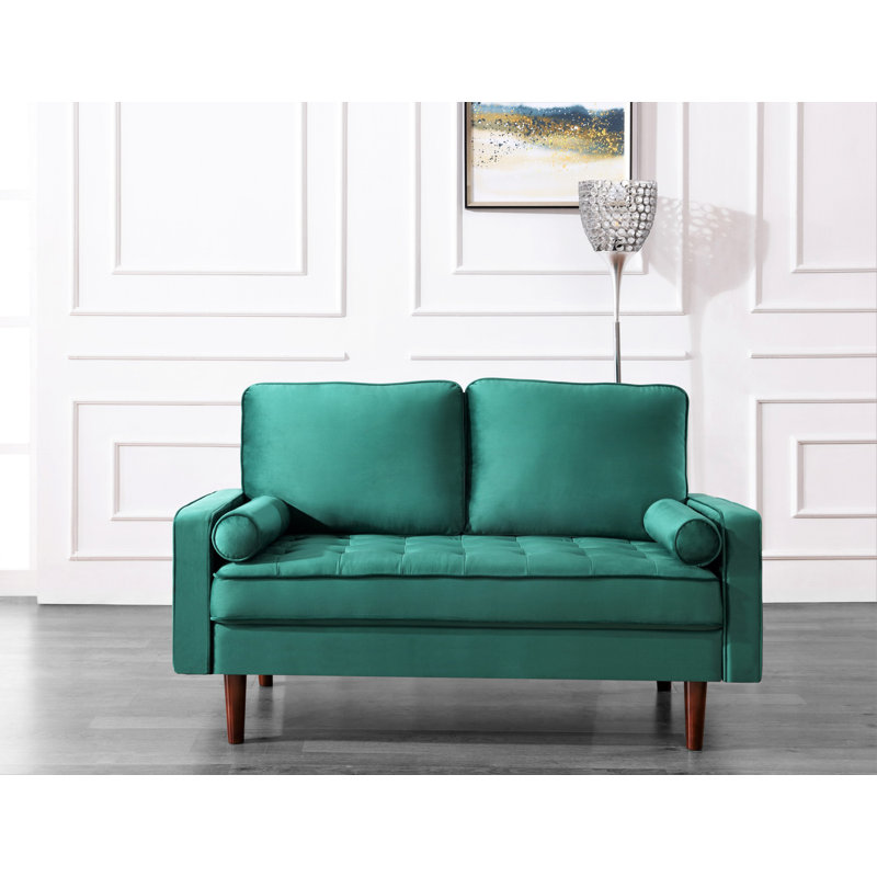 Hazen 69.6'' Velvet Loveseat, Green, 69.6" W