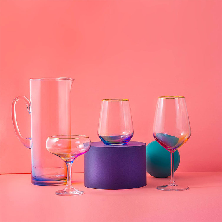 Stackable Stemmed Wine Glasses in Pink Orange | Acrylic | Set of 4