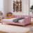 Full Size Upholstered Daybed With 4 Support Legs,Rubine