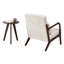 Ensemble de chaise d'appoint et de table basse de style Mid-Century moderne, style luxueux rétro, chaise de loisir (beige) et table basse (couleur noyer), convient aux salons et aux chambres à coucher-261043244