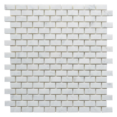 Carreau de mosaïque en marbre blanc 0,62 "x 1,25" Carrara