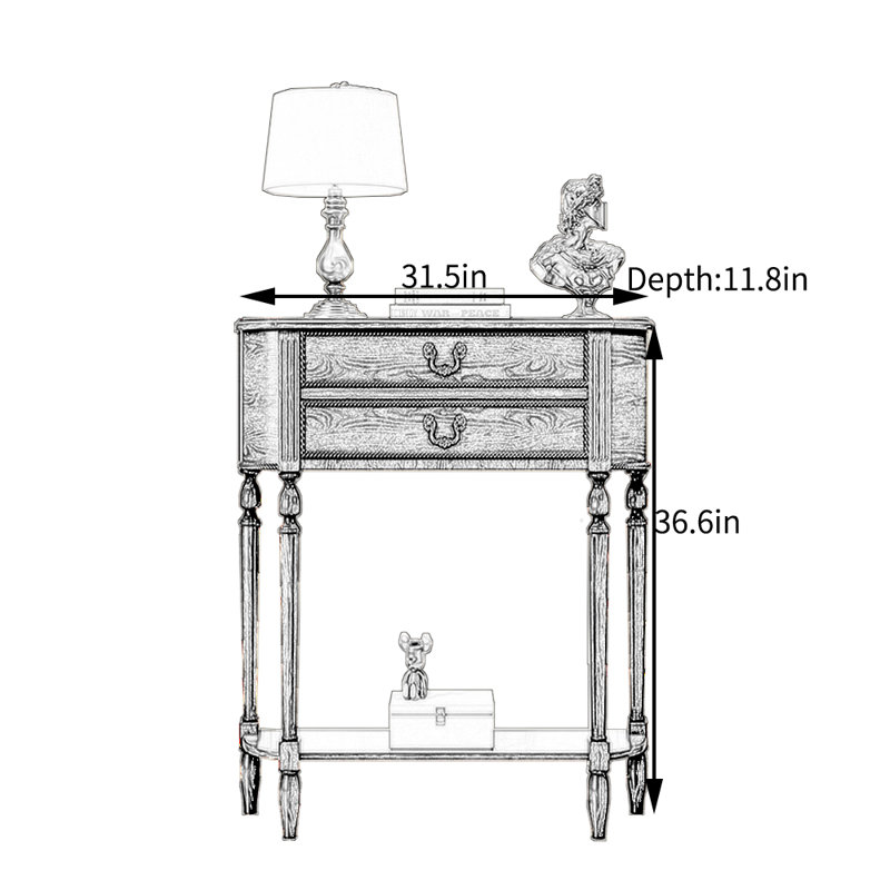 Vladilen, Bois brun foncé, H 36,6 po x l 31,5 po x P 11,8 po