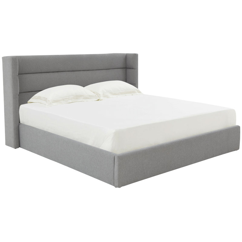 Upholstered Bed, Light Gray, Queen