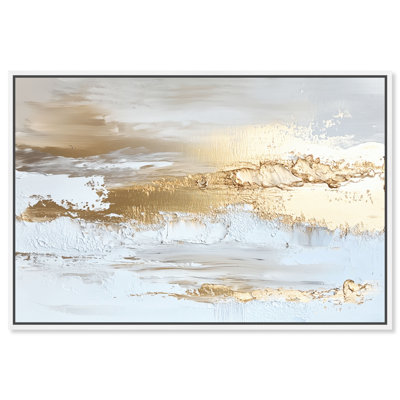 «Gold Layers I», reproduction d'art sur toile encadrée par Art Remedy, cadre blanc, 36 x 24