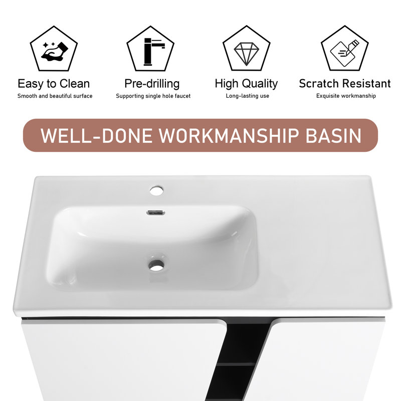 Kemberly 39.94'' Single Bathroom Vanity with Ceramic Top