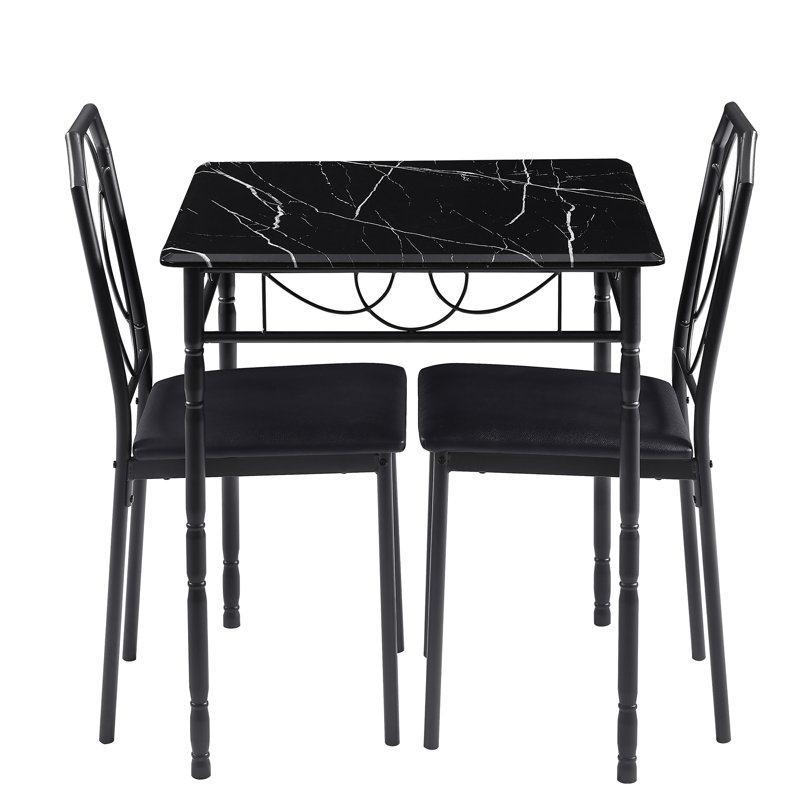 Prentiss 3-Piece Dining Table Set for 2, Small Kitchen Table and Chairs, Pub Table Set, Breakfast Nook Dining Room Furniture, Space-Saving Bistro Table Set with 2 Chairs