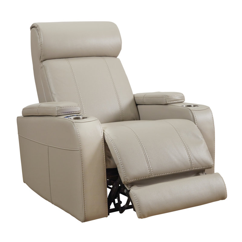 Faux Leather Power Recliner, Stone Faux Leather