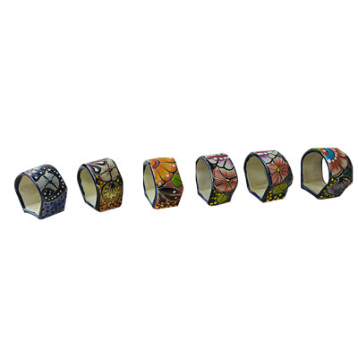 Talavera Napkin Rings, Set of 6