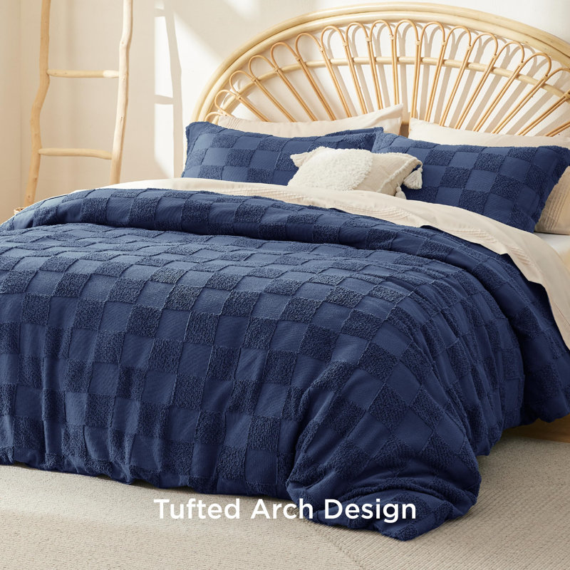 Bedsure Boho Shabby Elegance Jacquard Duvet Cover, Geometric Pattern, Queen Duvet Cover + 2 Standard Pillowshams, Beige
