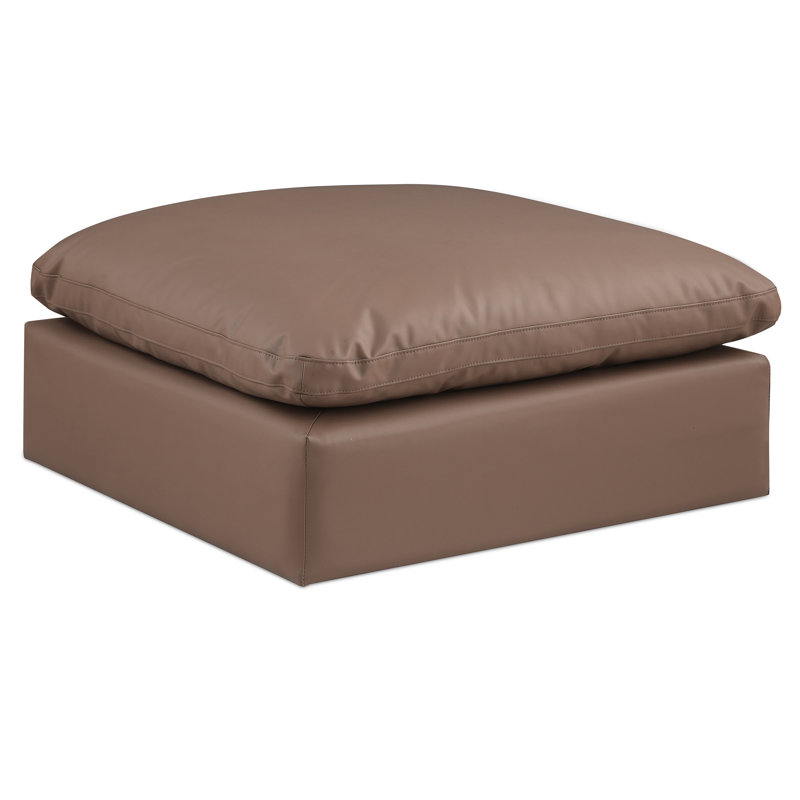 Hirrah 40" Wide Vegan Leather Rectangle Standard Ottoman, Brown Vegan Leather