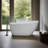 63" Acrylic Freestanding Bathtub, Contemporary Soaking Tub with Chrome Overflow and Drain