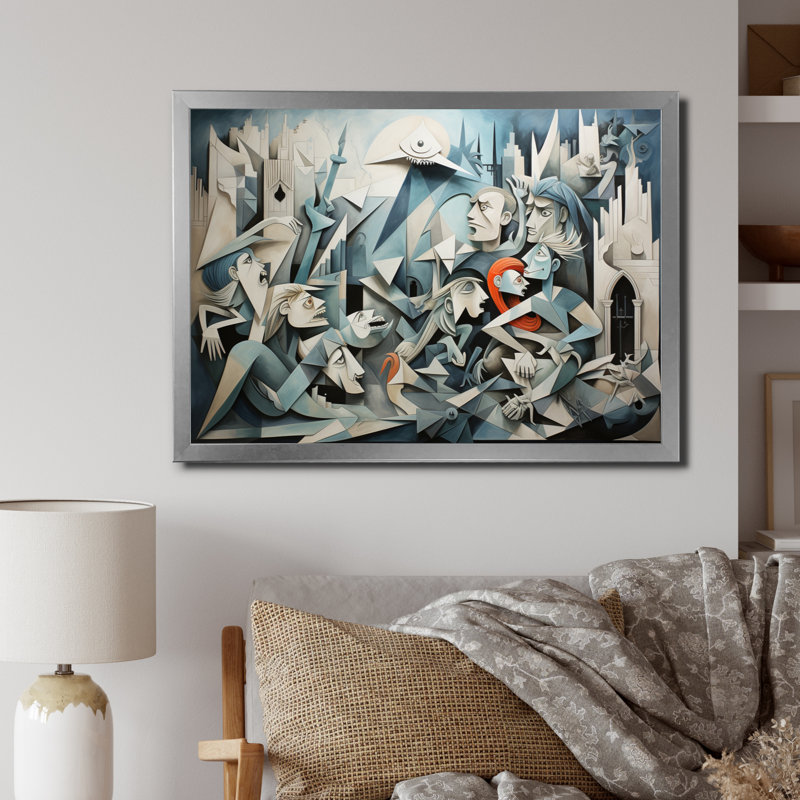 Chef-d'œuvre Guernica par Pablo IV sur toile, H 12 po x l 20 po x P 1 po, Cadre photo argenté