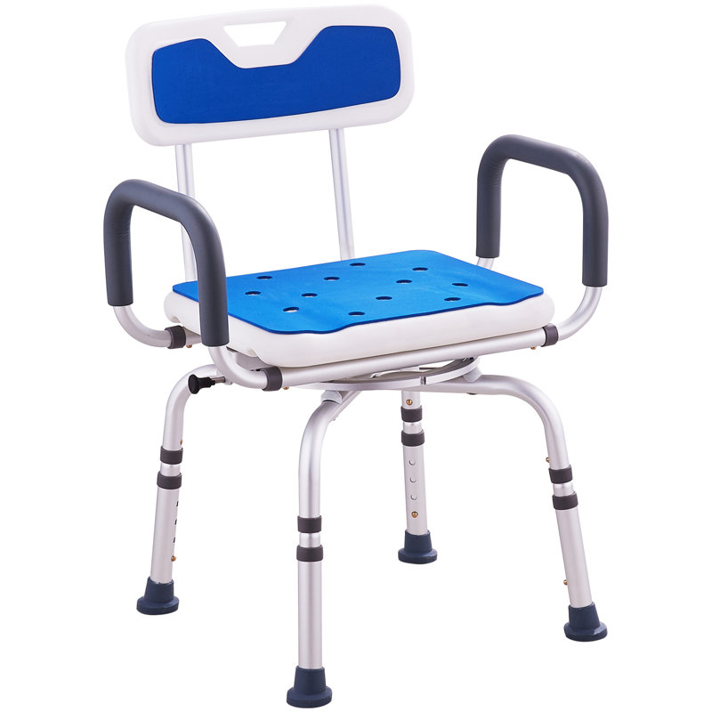 Siège de douche rotatif à hauteur ajustable à 360 ° avec capacité de 400 lb, séchage rapide confortable pour la fonction de fauteuil pivotant pour personnes à mobilité réduite, hauteur à 4 niveaux, limite de poids, utilisateurs handicapés