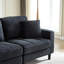 Canapé modulaire en velours côtelé noir de style salon de 122,5 po avec 2 repose-pieds, coussins et pieds en plastique pour un look élégant-1407102787-1407102844